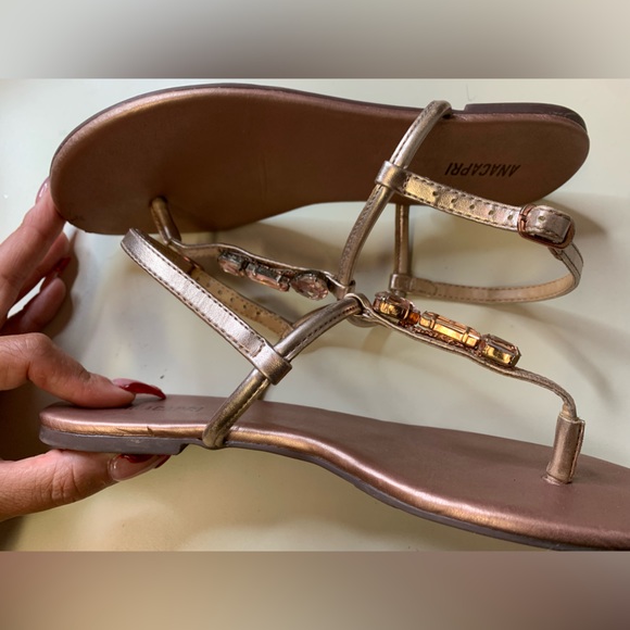 Ana Capri Sandals With Pink Crystals Rubber Sole - size 38 - Picture 2 of 4